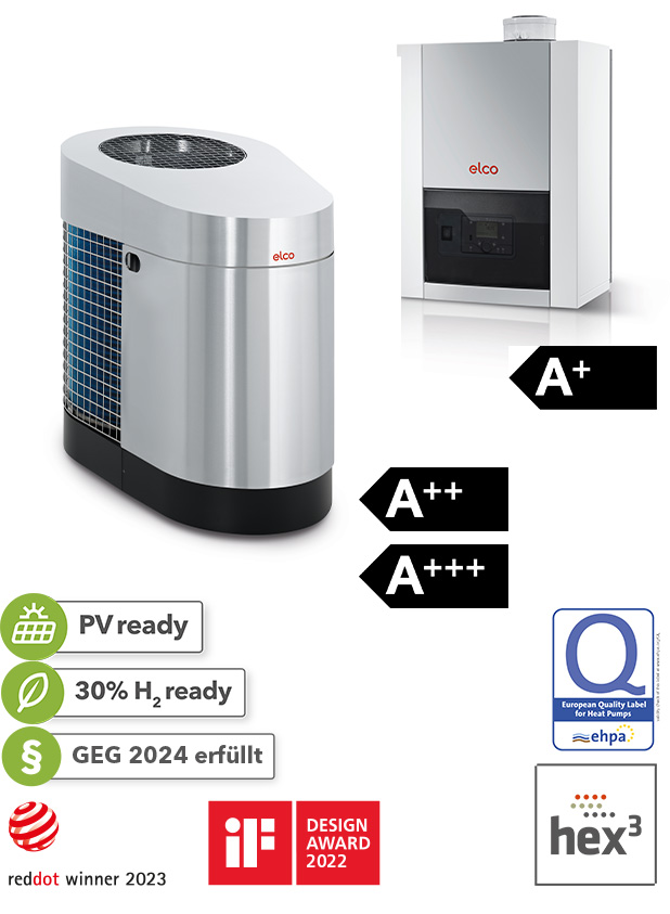 Wärmepumpen-Gas-Hybridsystem AEROTOP SG mit THISION S PLUS ELCO